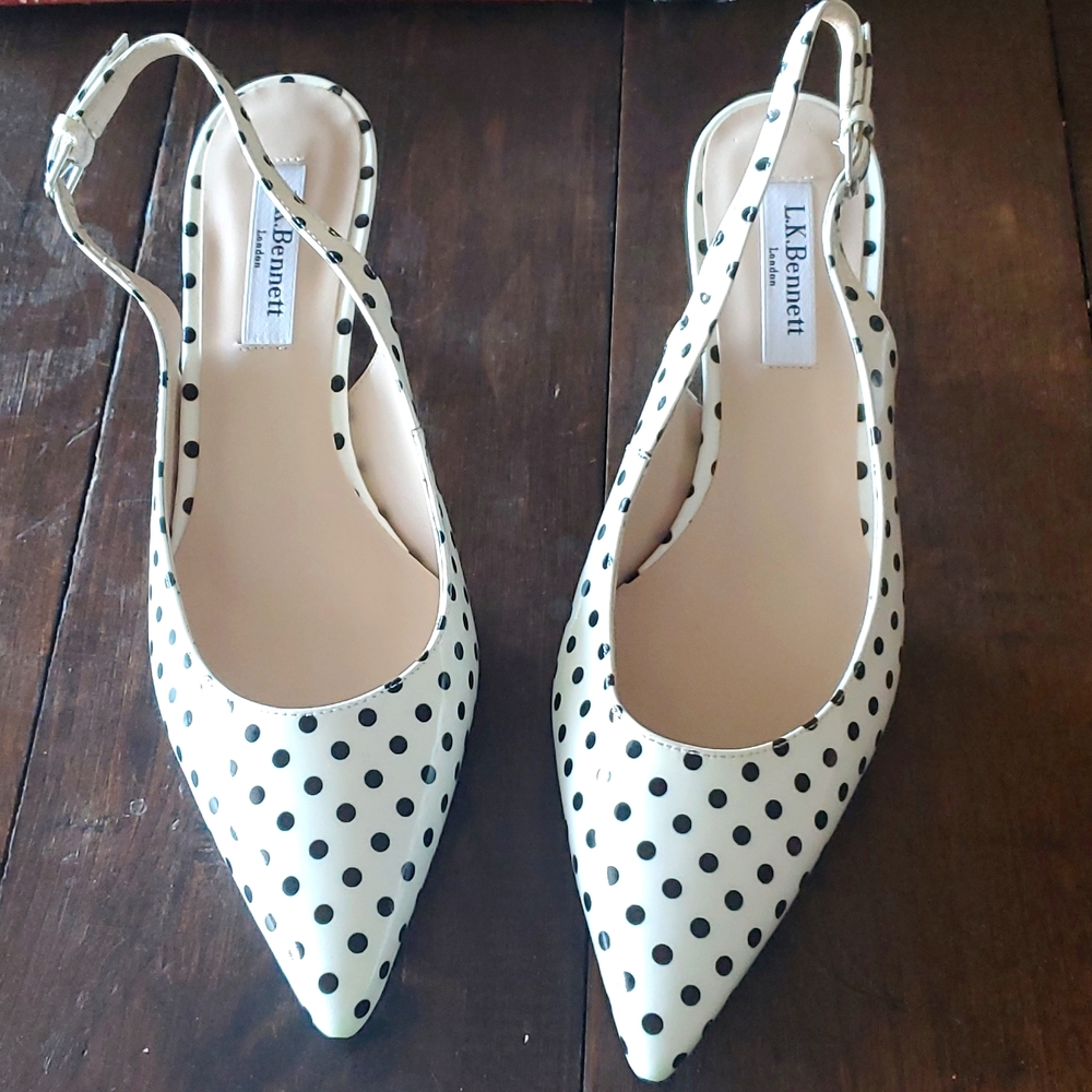 NEW L.K. Bennett Mira Patent Leather Polka Dot Pumps
